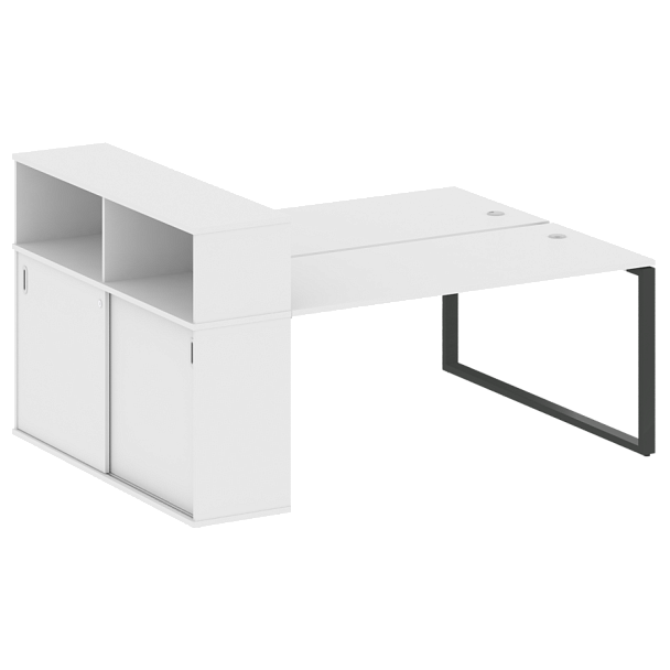 Metal System Р. ст. с шкафом-купе на О-образном м/к БО.РС-СШК-2.4 Т Белый/Антрацит металл 2010*1475*1098 - Вид 1