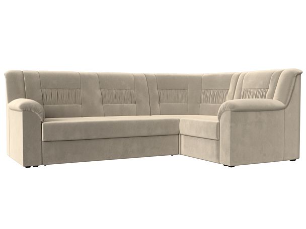 Угловой диван Карелия правый (полностью микровельвет бежевый) - Вид 1