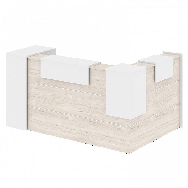 Ресепшн Г-образный "Onix" O.R-K-25 денвер светлый/белый - Вид 2