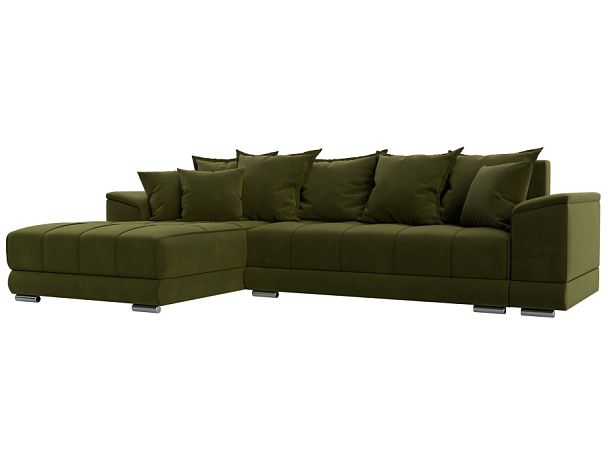 Угловой диван НордСтар левый угол Микровельвет зеленый - Вид 1