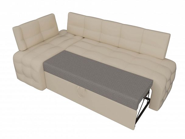 Кухонный угловой диван Люксор левый (полностью экокожа бежевая) - Вид 5