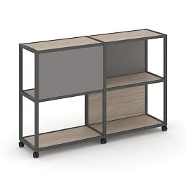 Shelf Mobile Стеллаж 3 уровня 2 секции VR.LT-STK-313.08 Дуб Аттик/Металл Антрацит/W-11 1570*400*1046 - Фото предпросмотра