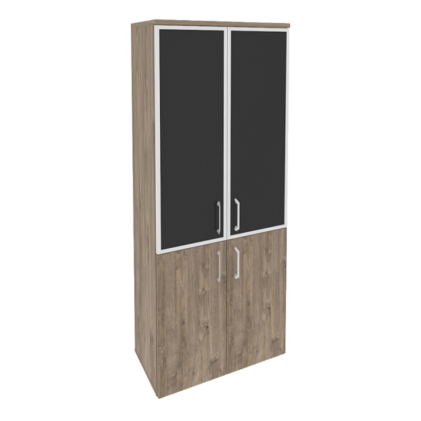Onix Шкаф высокий широкий O.ST-1.2 R black Тиквуд темный/Стекло black 800*420*1977 - Вид 1
