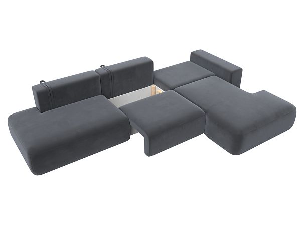 Диван угловой Лига-036 Модерн Лонг правый угол Велюр серый - Вид 8