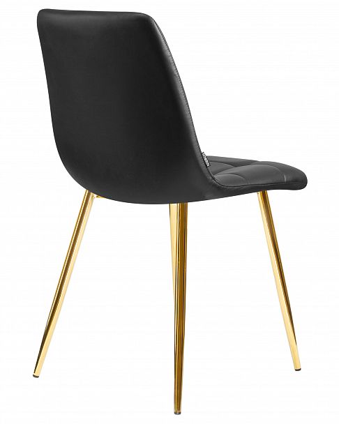 Стул обеденный DOBRIN ALEX (золотые ножки, чёрная экокожа (P-01)) - Вид 4