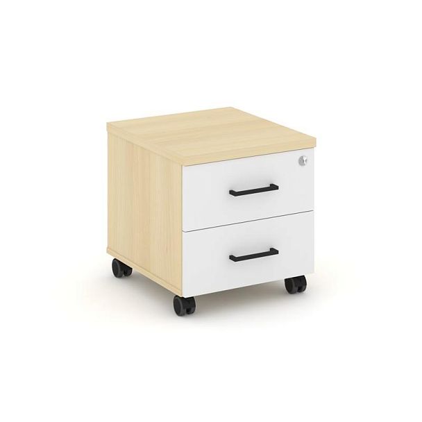 Стайл Проджект Тумба мобильная усил. колеса SN.TMU-001 Акация Лорка/Белый/Черный Ручки 416*460*437 - Вид 1