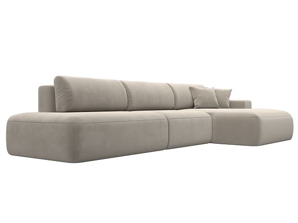 Диван угловой Лига-036 Модерн Лонг правый угол Микровельвет бежевый - Вид 3