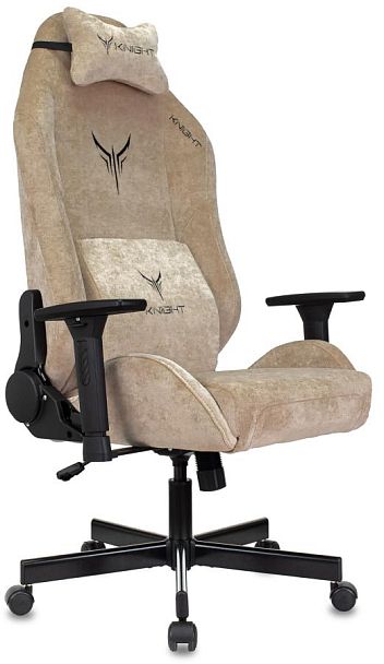 Кресло игровое Knight N1 Fabric бежевый Light-21 с подголов. крестов. металл - Вид 1
