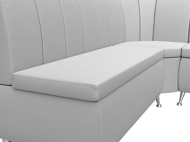 Кухонный угловой диван Кантри правый (полностью экокожа белая) - Вид 2