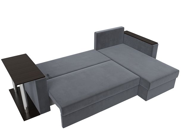 Угловой диван Атланта Лайт правый (полностью велюр серый) - Вид 8