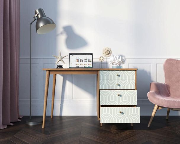 Стол рабочий Berber принт 34 с одной тумбой арт BB31/Print_34 - Вид 2