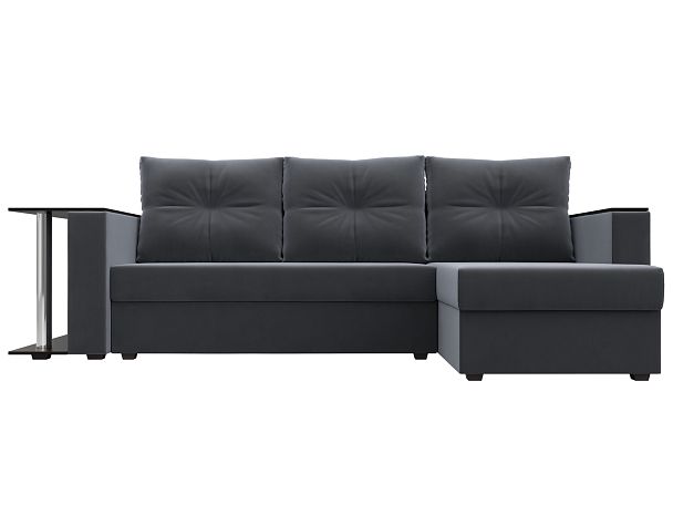 Угловой диван Атланта Лайт правый (полностью велюр серый) - Вид 2