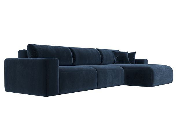 Диван угловой Лига-036 НПБ Классик Лонг правый угол Велюр синий - Вид 3
