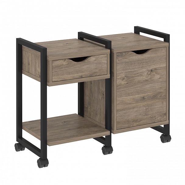 Тумба на колесах наборная "Loft" VR.L-TN-3.K тиквуд темный/черный - Вид 1