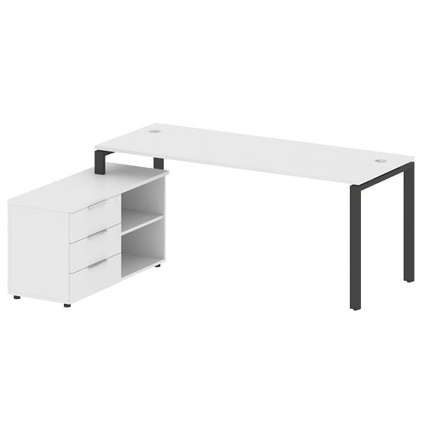Metal System Р. ст. с тумбой на П-образном м/к БП.РС-СТС-2.5 (L) Белый/Антрацит металл 1900*1520*750 - Вид 1