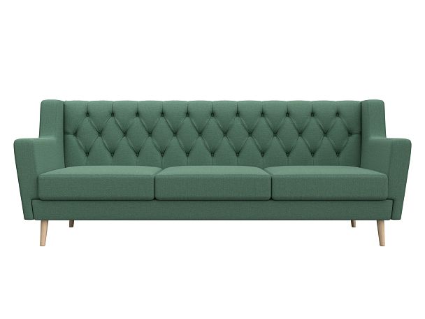 Диван кухонный прямой Брайтон 3 Люкс Рогожка зеленый - Вид 2