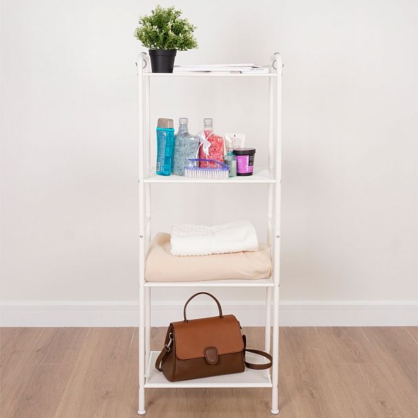 Стеллаж на металлокаркасе "Валенсия-14", 455х300х1205 мм, 4 полки, белый, СТВ14 Б - Вид 5