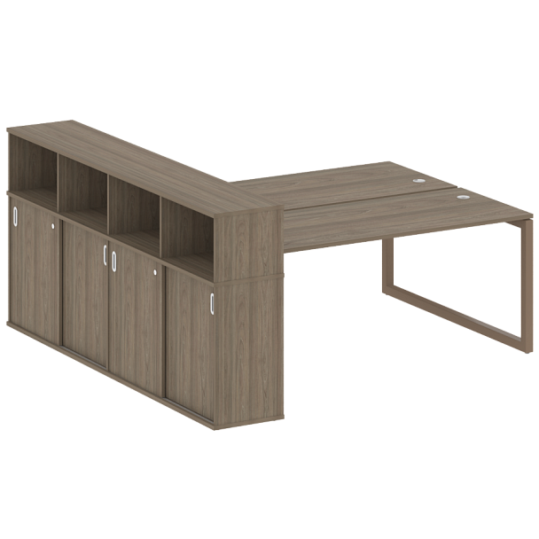 Metal System Quattro Р. ст. с шкафом-купе на О-образном м/к 50БО.РС-СШК-4.5 Т Вяз/Мокко металл 2210*2332*1098 - Вид 1