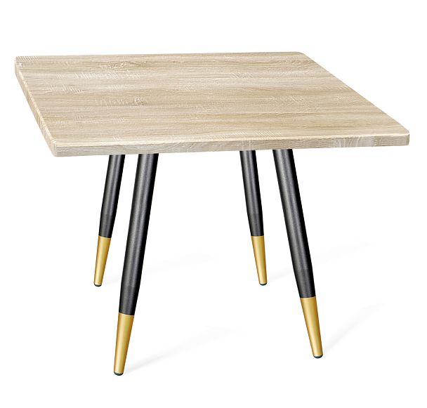 Стол Sheffilton SHT-TU104/80/80 МДФ черный муар/золото/дуб сонома светлый - Вид 2