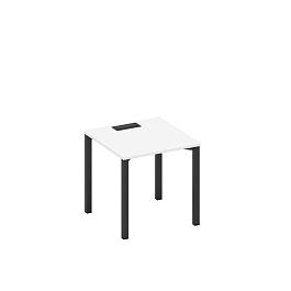 Стол письменный на металлокаркасе, столешница с заглушкой Space+ А1 ЧР 021 БП белый премиум / черный гладкий - Фото предпросмотра