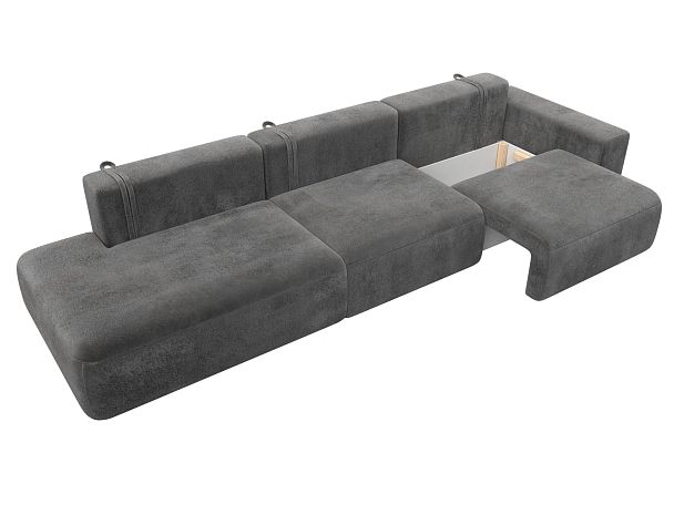 Диван прямой Лига-036 НПБ Модерн Лонг подлокотник справа Велюр серый - Вид 7