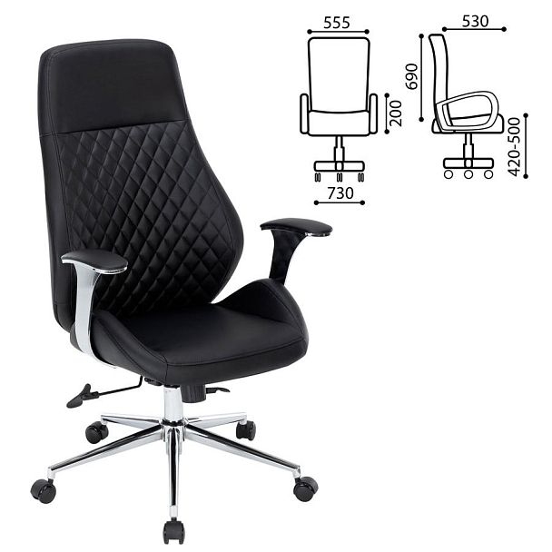 Кресло офисное CHAIRMAN CH 790, хром, эргономичное, экокожа, черное, 7145936 - Вид 3