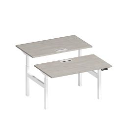 Рабочая станция на электроприводе с заглушками Elevo А2 БГ 102 ДШ дуб шамони/ белый гладкий - Фото предпросмотра