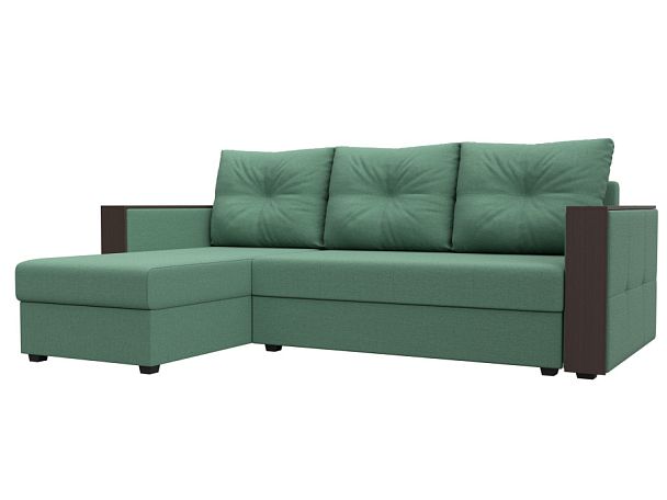 Диван угловой Валенсия Лайт левый угол Рогожка зеленый - Вид 1