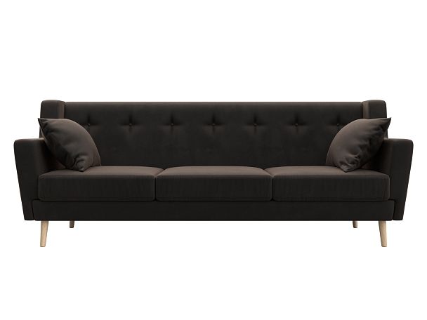 Прямой диван Брайтон 3 (полностью велюр коричневый) - Вид 2