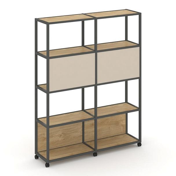 Shelf Mobile Стеллаж 5 уровней 2 секции VR.LT-STK-513.10 Тиквуд Светлый/Металл Антрацит/W-04 1970*400*2000 - Вид 1
