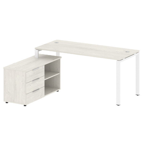 Metal System Р. ст. с тумбой на П-образном м/к БП.РС-СТС-2.4 (L) Дуб наварра/Белый металл 1700*1520*750 - Вид 1