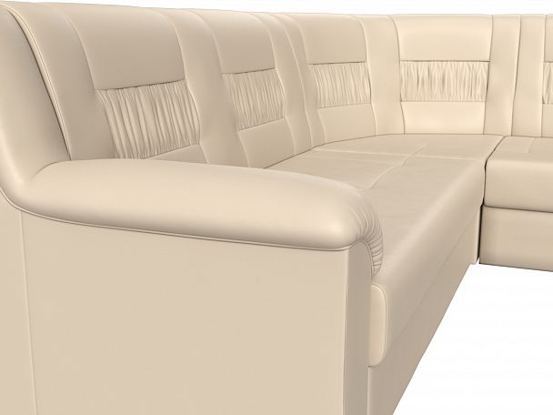 Угловой диван Карелия правый (полностью экокожа бежевая) - Вид 4