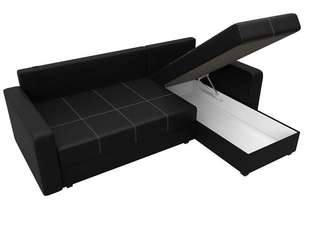 Диван угловой Ливерпуль Лайт правый угол Экокожа черный - Вид 9