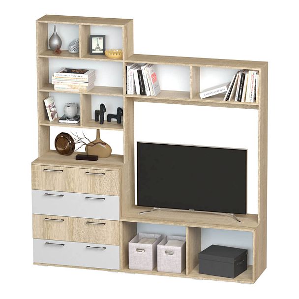 "Белладжио" Центральная секция ЦС-03 (2004х2176х460) сонома/белый - Вид 2