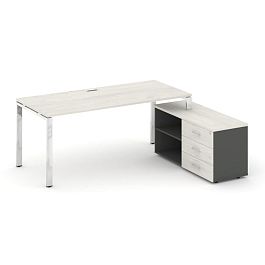 Стайл Проджект Директ Люкс / Style Project Direct Lux Стол письменный с греденцией правой M-SN-6P.SRG-024.M(R) Дуб Наварра/Антрацит/Дуб Наварра/Нержавеющая Сталь/Хром 1580*800*750 - Фото предпросмотра