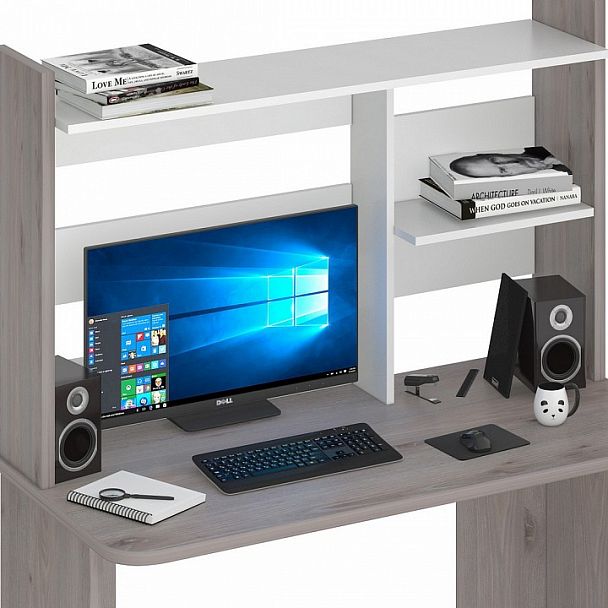 Стол компьютерный Домино Lite СКЛ-Прям120Р+НКЛ-120 Белый/Нельсон - Вид 3