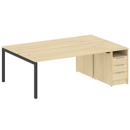 Metal System Quattro Р. ст. с тумбой на П-образном м/к 50БП.РС-СТП-2.5 Акация/Антрацит металл 2212*1475*750 - Фото предпросмотра