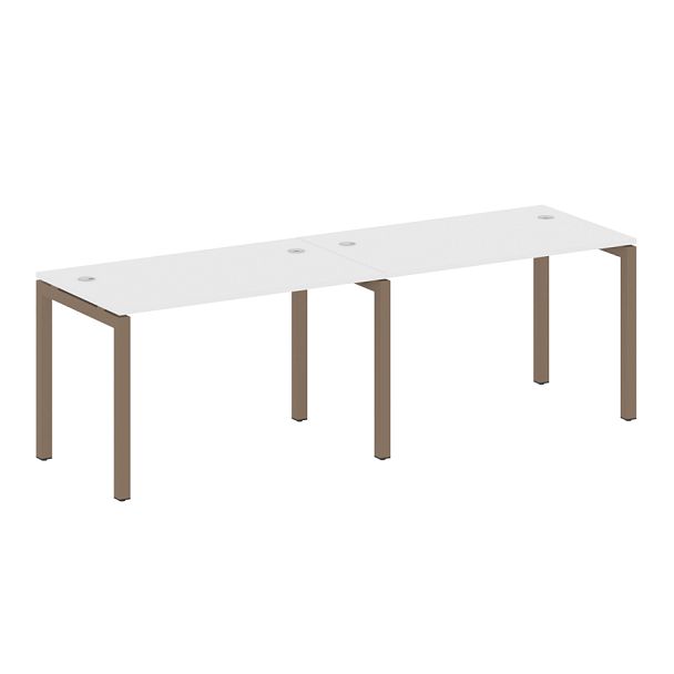 Metal System Quattro Р. ст. на 2 раб. места на П-образном м/к 50БП.СМ-2.2 Белый/Мокко металл 2400*720*750 - Вид 1