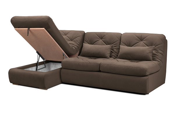 Мягкий угол «Борнео» с оттоманкой коричневый - Вид 2
