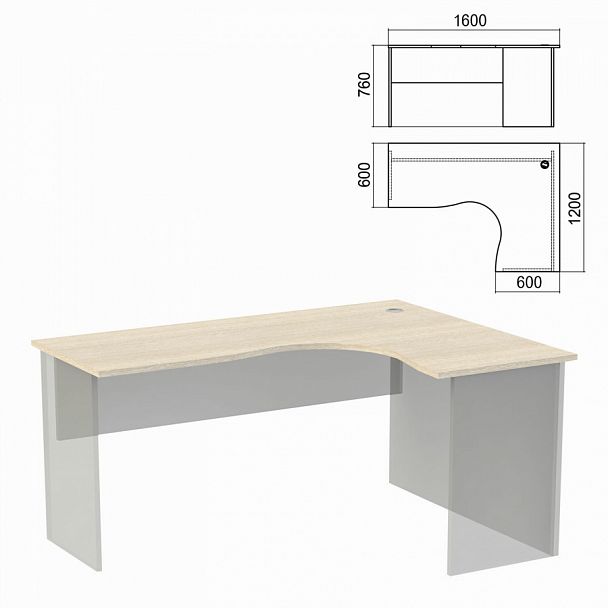 Стол компактный ЧАСТЬ 1 "Арго", 1600х1200х760 мм, правый, ясень шимо - Вид 1