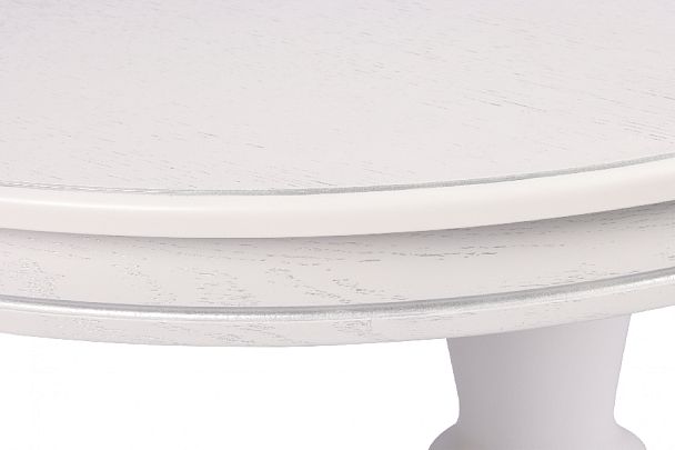 Стол деревянный раздвижной Элат D90(130)х90х76 Белый с серебряной патиной - Вид 8