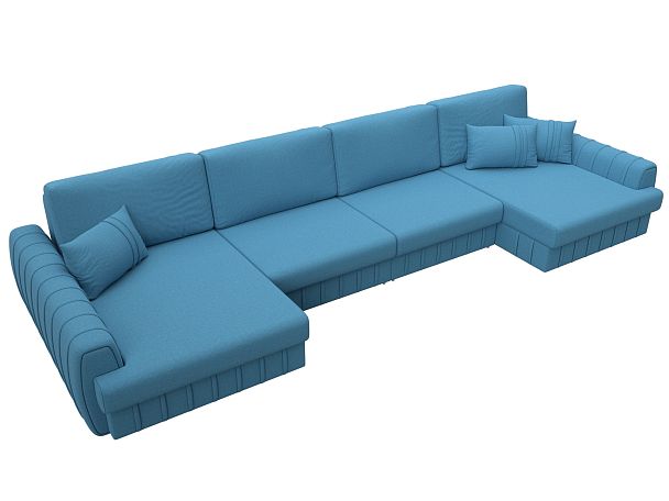 Диван П-образный Лига-057 НПБ Лонг Рогожка голубой - Вид 6