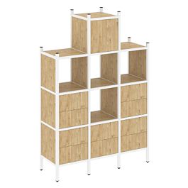 Loft Прямой стеллаж наборный VR.L-18 Тиквуд светлый/Белый металл 1278*446*1869 - Фото предпросмотра