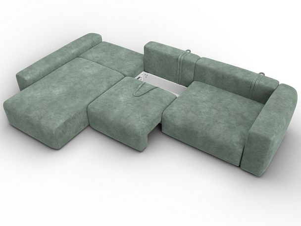 Диван угловой Лига-066 НПБ Лонг угол левый Велюр зеленый - Вид 9
