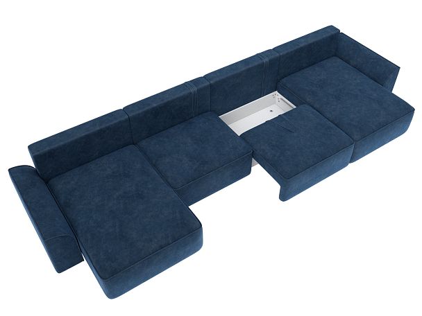 Диван п-образный Лига-048 НПБ лонг Велюр синий - Вид 7