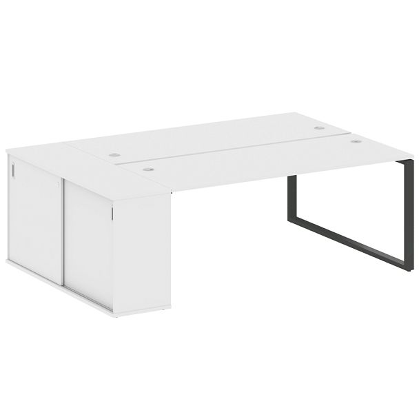 Metal System Р. ст. с шкафом-купе на О-образном м/к БО.РС-СШК-1.5 Т Белый/Антрацит металл 2210*1475*750 - Вид 1