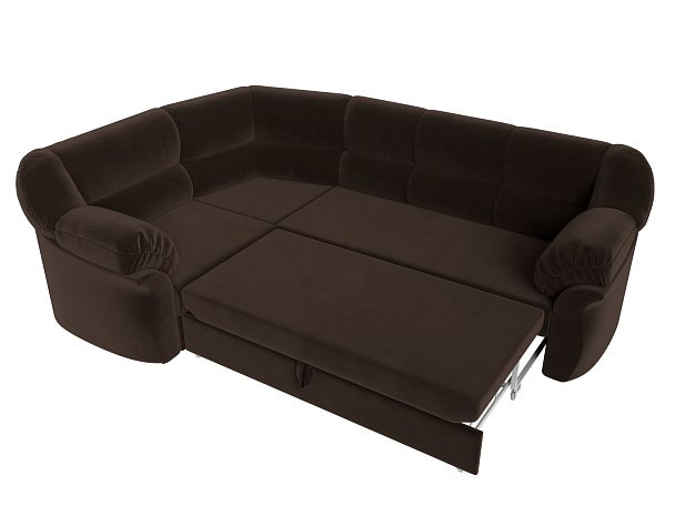 Диван угловой Карнелла левый (полностью микровельвет коричневый) - Вид 7
