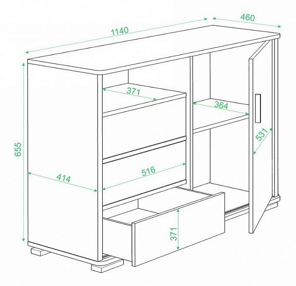 Тумба комбинированная Домино ТБ-45 Венге/Карамель - Вид 3