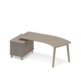 Стол эргономичный на тумбе малой левый (тип 5) WOOD Time wood ТМ В2 129 ВЛ ВЛ ВЛ вяз либерти (корпус, столешница, топ) / мокко премиум (фасад) - Фото предпросмотра