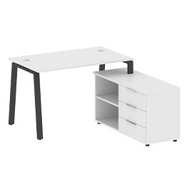 Metal System Р. ст. с тумбой на А-образном м/к БА.РС-СТС-2.2 (R) Белый/Антрацит металл 1300*1520*750 - Фото предпросмотра